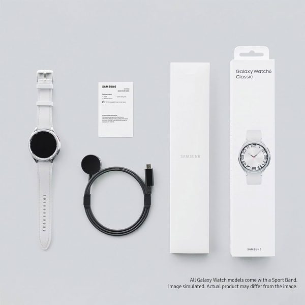Slika pokazuje sadrzaj kutije za Samsung Watch 6 Classic Silver