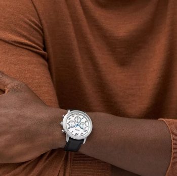 Fossil Neutra FS6023 muški sat sa crnim kožnim kaišem i bijelim brojčanikom