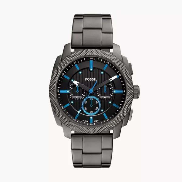 Fossil Machine FS6098 muški sat gunmetal siva boja plavi detalji