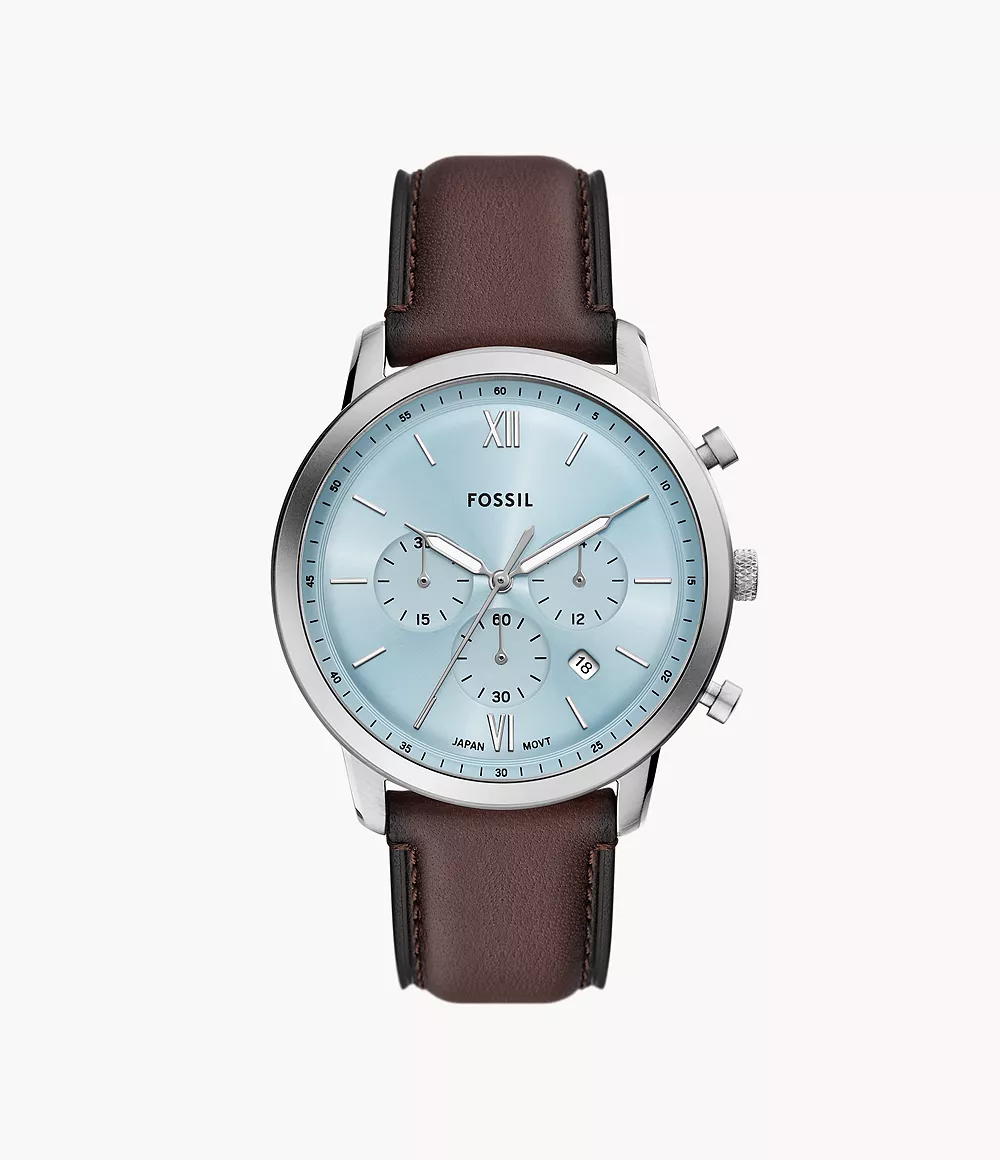 Fossil Neutra FS6109 muški sat svijetlo plavi ciferblat kožna narukvica