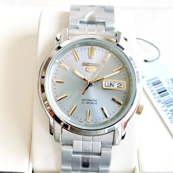 Seiko 5 SNKK67K1 automatski muški sat sa srebrnim kućištem i zlatnim detaljima – Cehajic Visoko