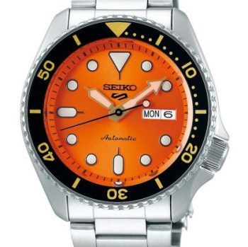 Seiko 5 Sports SRPD59K1 automatski muški sat sa narandžastim brojčanikom i crnim bezelom – Cehajic Visoko