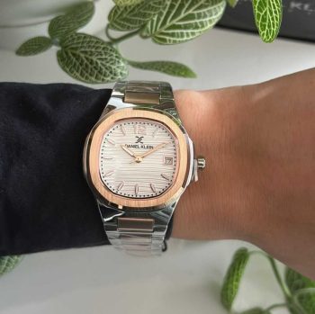 Daniel Klein DK.1.13581-6 ženski sat – srebrno-rosegold kombinacija i četvrtasti okvir