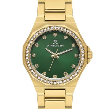 Daniel Klein DK.1.13918-4 ženski sat u zlatnoj boji sa zelenim brojčanikom i cirkonima