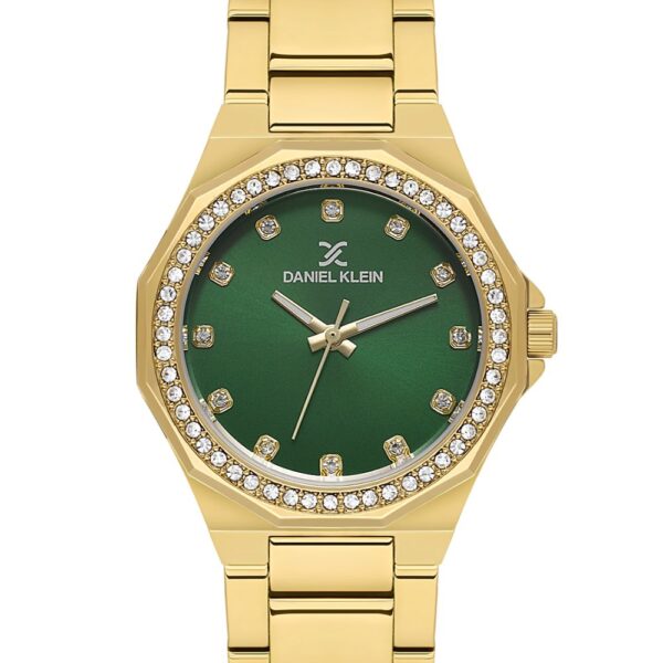 Daniel Klein DK.1.13918-4 ženski sat u zlatnoj boji sa zelenim brojčanikom i cirkonima
