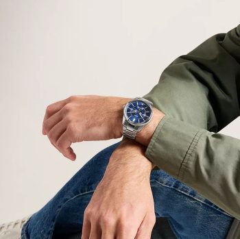 Fossil Pearson FS6134 muški sat sa plavim brojčanikom i čeličnom narukvicom