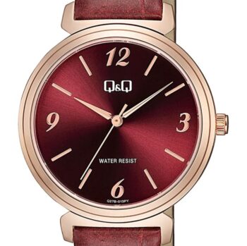 Ženski sat Q&Q Q27B-013PY s bordo brojčanikom i kožnom narukvicom Ženski sat Q&Q Q27B-013PY s bordo brojčanikom i kožnom narukvicom