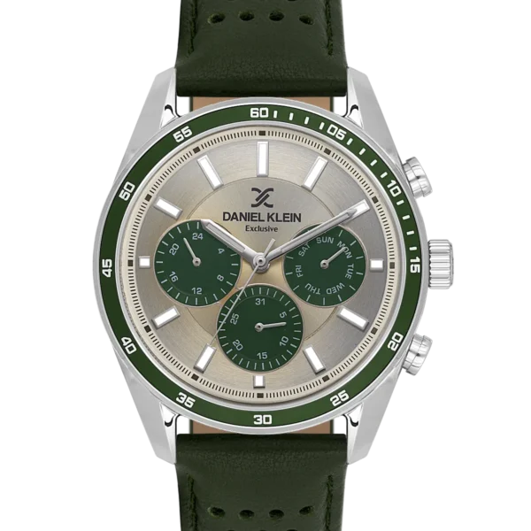 Muški sat Daniel Klein DK.1.14221-4 srebrno zeleni sa perforiranom kožnom narukvicom