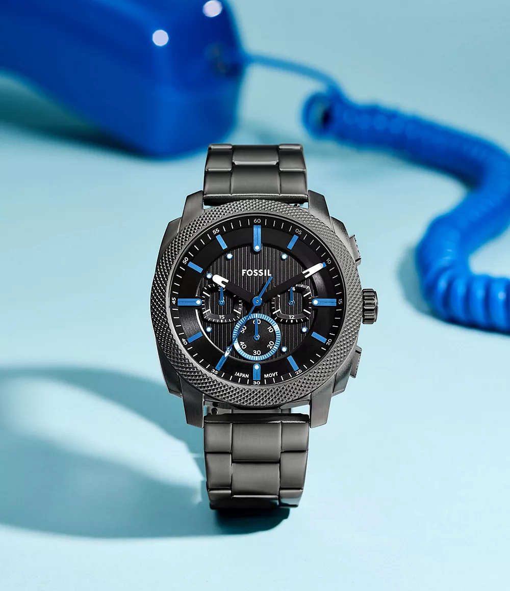 Fossil Machine FS6098 Gunmetal Plavi detalji