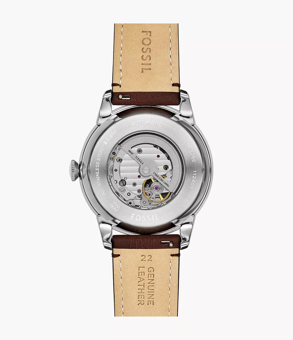 Fossil Townsman ME3266 muški automatski sat sa kožnom narukvicom i open heart mehanizmom