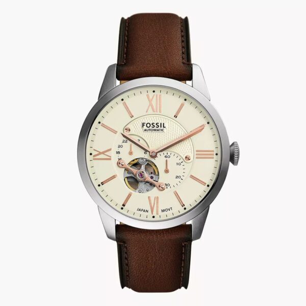 Fossil Townsman ME3266 muški automatski sat sa kožnom narukvicom i open heart mehanizmom
