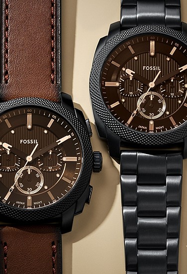 Fossil Machine FS6097 Crni Muški Sat Rose Gold detalji