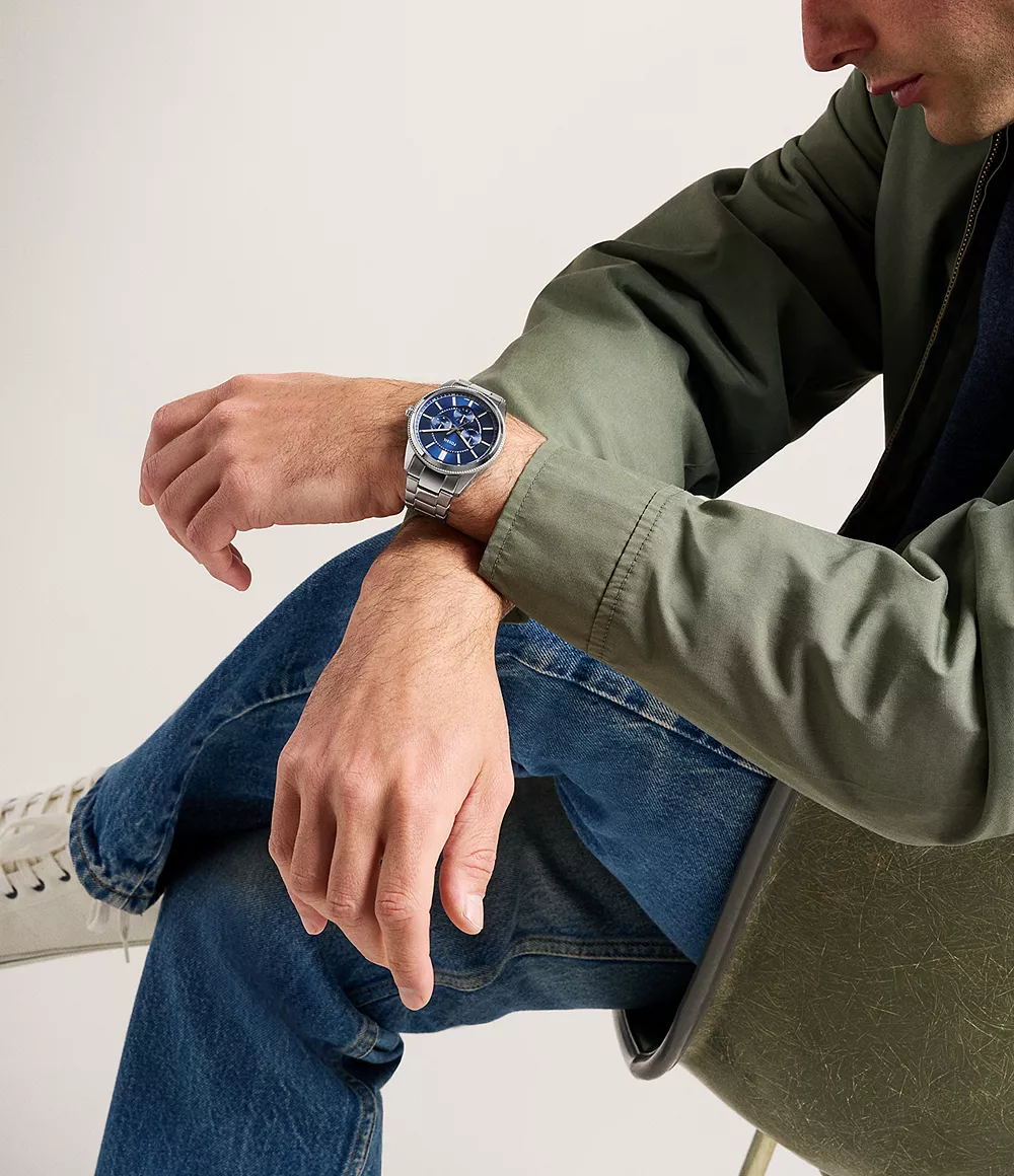 Fossil Pearson FS6134 Srebreni Muški Sat Plavi Ciferblat