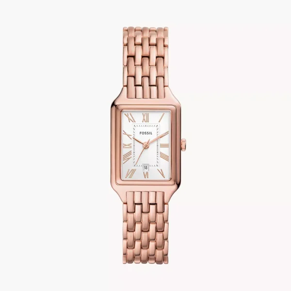 Fossil Raquel ES5271 rose gold ženski sat pravougaoni bijeli ciferblat