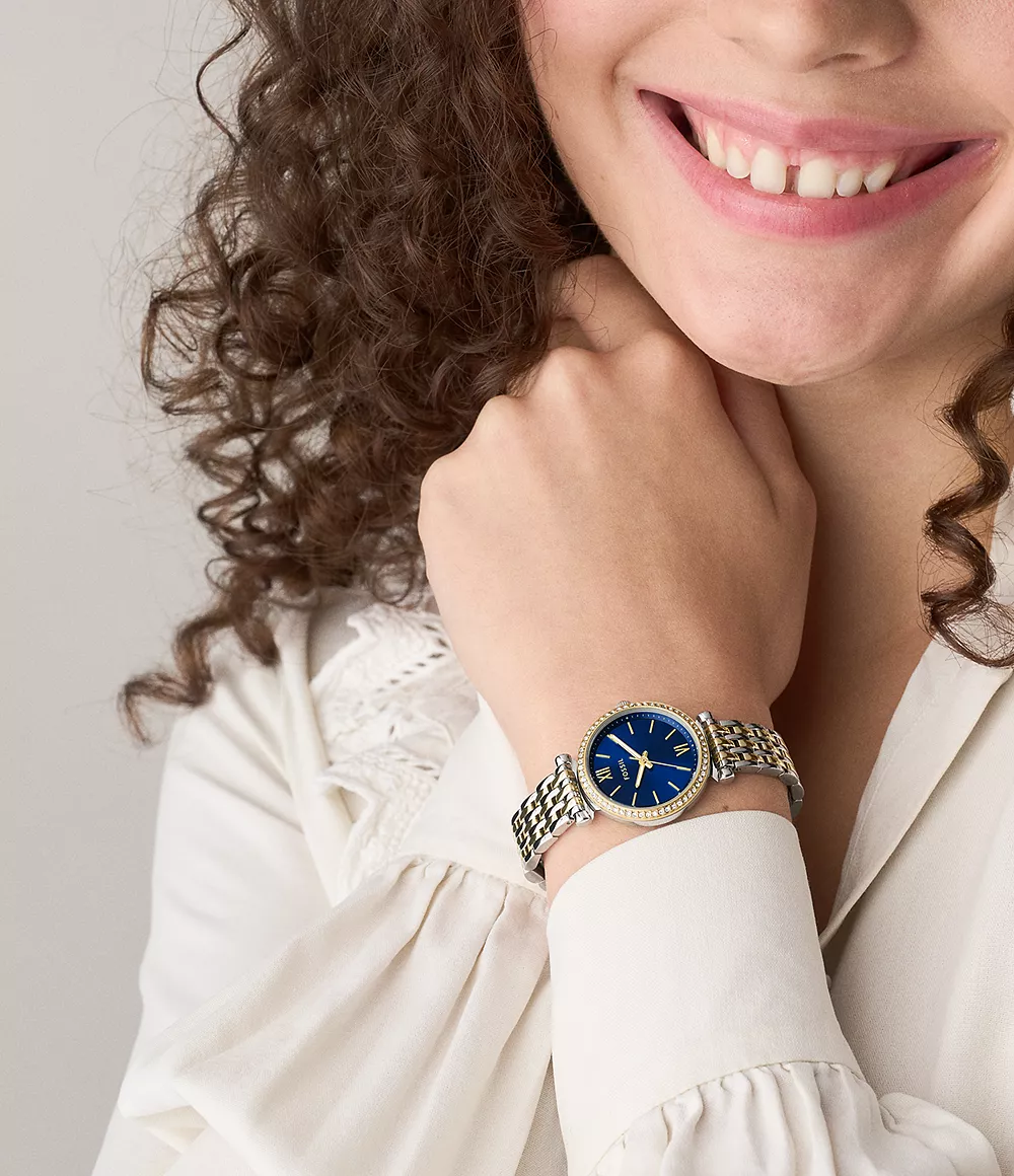 Fossil Carlie Mini ES5438 Two-Tone Plavi Ciferblat