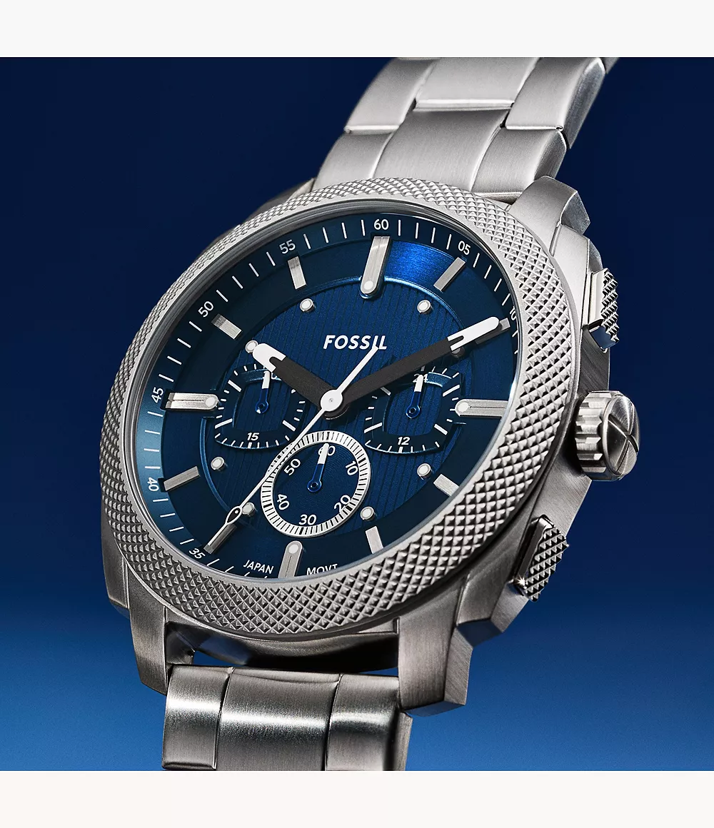 Fossil Machine FS6096 Srebreni Muški Sat Plavi Ciferblat