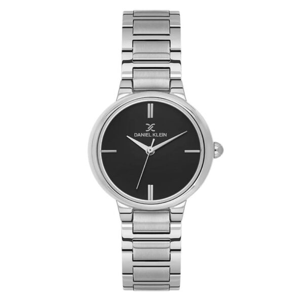 Ženski sat Daniel Klein DK.1.14100-2 sa crnim brojčanikom i srebrnom narukvicom