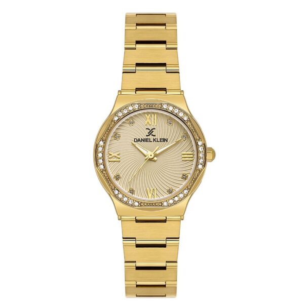Ženski sat Daniel Klein DK.1.14101-2 zlatni sa osmougaonim kućištem i kristalima