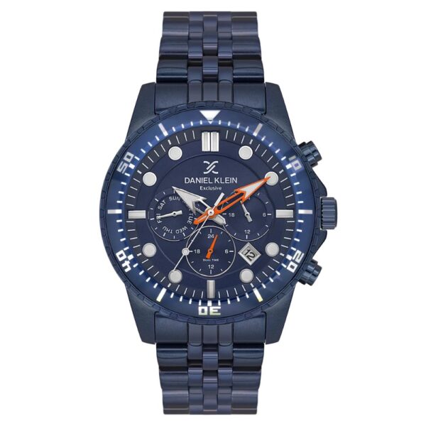 Muški sat Daniel Klein DK.1.14233-5 potpuno plavi sa narandžastom kazaljkom