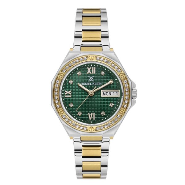 Ženski sat Daniel Klein DK.1.13931-5 sa zelenim teksturiranim brojčanikom i kristalima