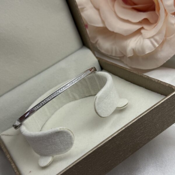 Luksuzna masivna srebrna halka narukvica sa centralnim tragom cirkona u kutijici - Zlatara Čehajjić