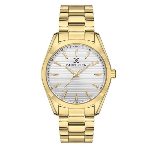 Ženski sat Daniel Klein DK.1.13340-3 zlatni sa bijelim teksturiranim brojčanikom