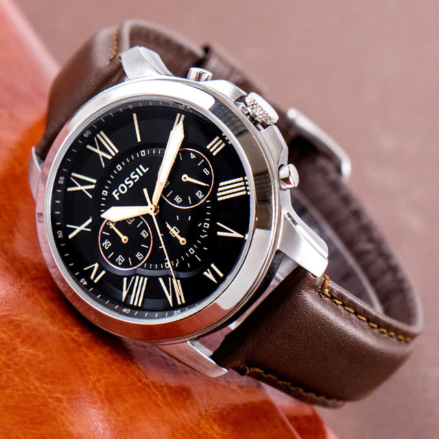 Čehajjić Visoko Fossil Grant FS4813 smeđi kožni muški sat crni ciferblat