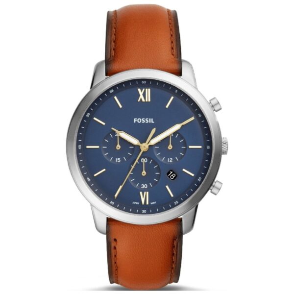 Čehajjić Visoko Fossil Neutra FS5453 smeđi kožni muški sat plavi ciferblat
