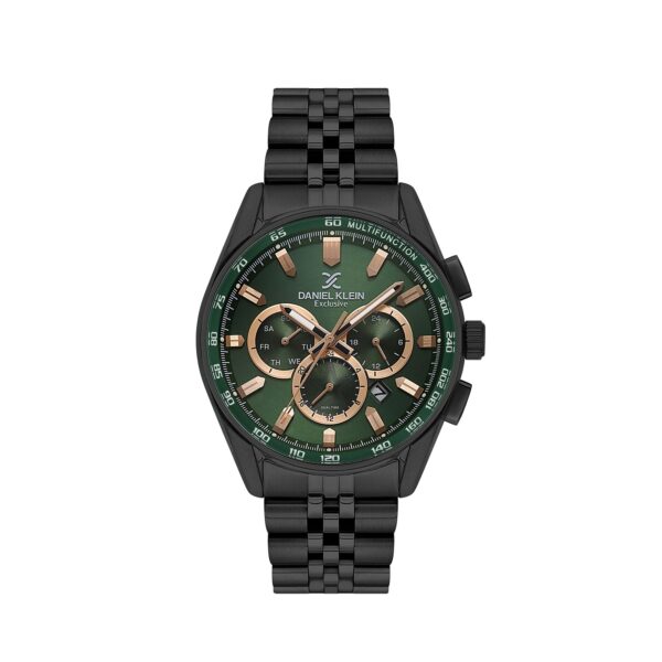 Muški sat Daniel Klein DK.1.14001-4 crni sa zelenim brojčanikom i Rose Gold detaljima
