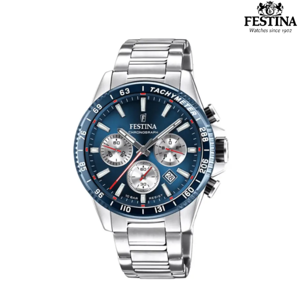 Festina Chronograph F20560/2 muški sportski sat plavi brojčanik srebreni podbrojčanici