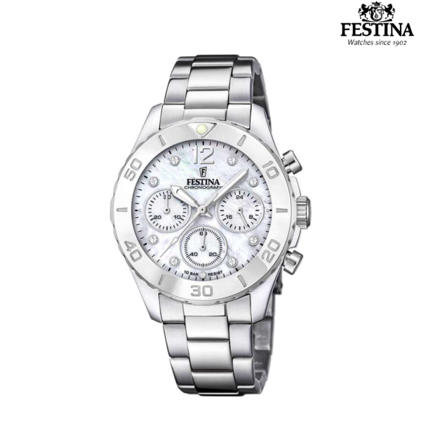Festina Boyfriend F20603/1 ženski sat bijeli sedef kristali srebreni čelik