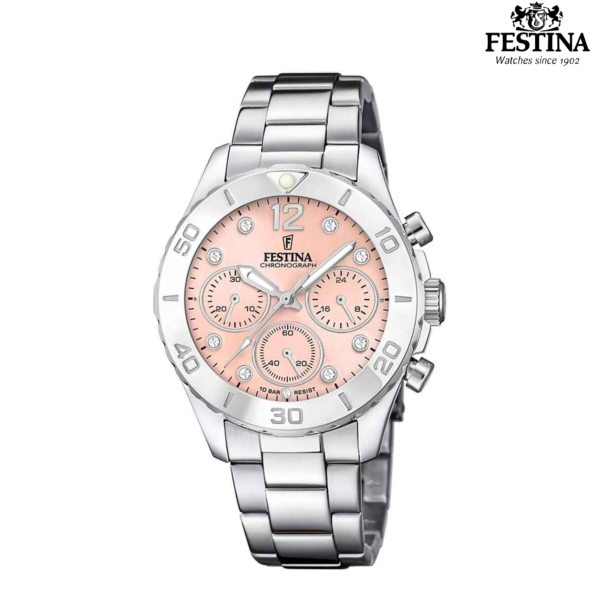 Festina Boyfriend F20603/7 ženski sat rozi brojčanik kristali srebreni čelik