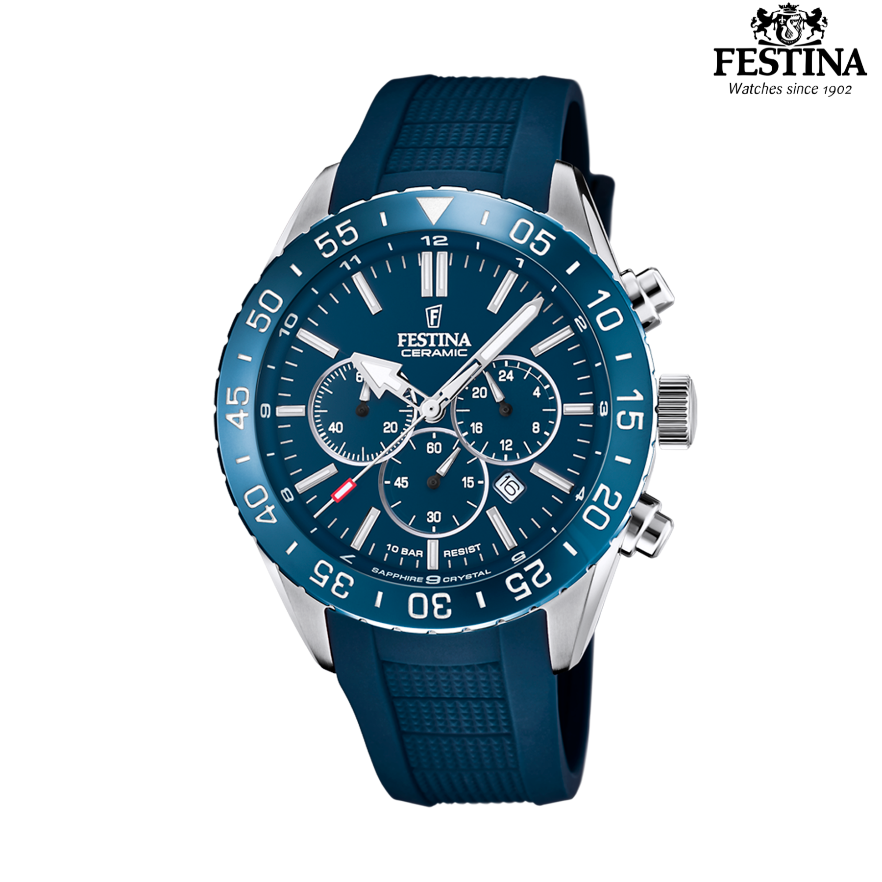 Festina Ceramic F20515/1 muški sat plavi keramički bezel safirno staklo silikonska narukvica