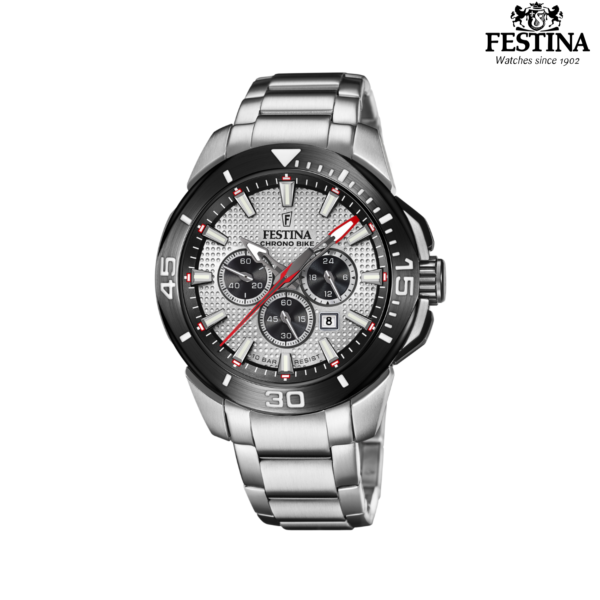Festina Chronograph F20641/1 muški sportski sat Chrono Bike teksturirani srebreni brojčanik