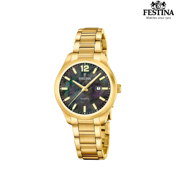 Festina F20741 ženski sat zlatni tamni sedef brojčanik nehrđajući čelik