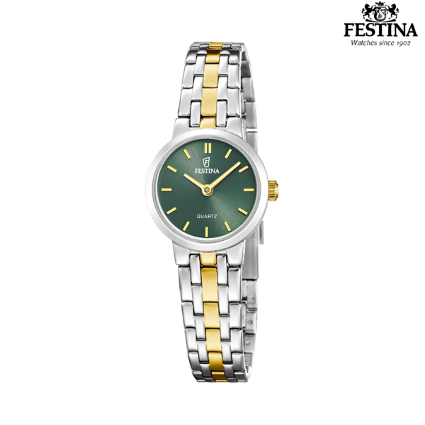 Festina F20747/3 ženski sat zeleni brojčanik dvobojna narukvica srebro zlato