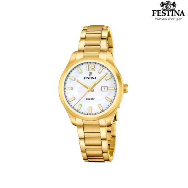Festina F20741/1 ženski sat zlatni bijeli sedef brojčanik nehrđajući čelik
