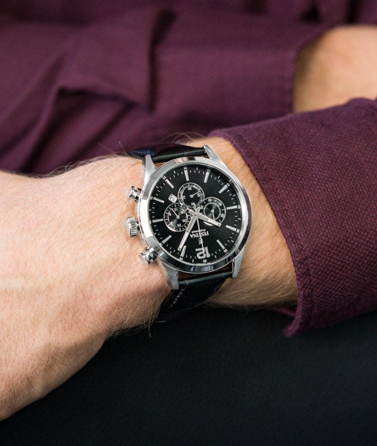f20542_5-2 Festina Chronograph F20542/5 muški sat crni brojčanik crna kožna narukvica