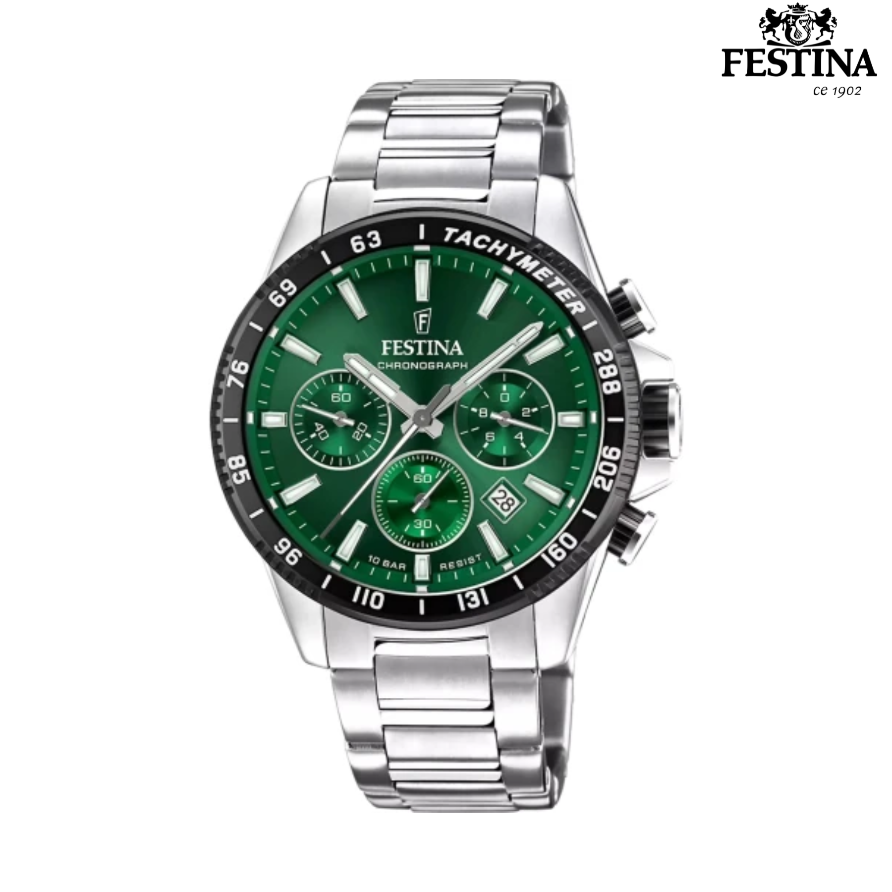 Festina Chronograph F20560/4 muški sportski sat zeleni brojčanik crni bezel
