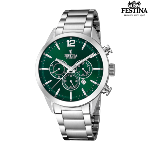 Festina Chronograph F20343/B muški sat zeleni brojčanik nehrđajući čelik