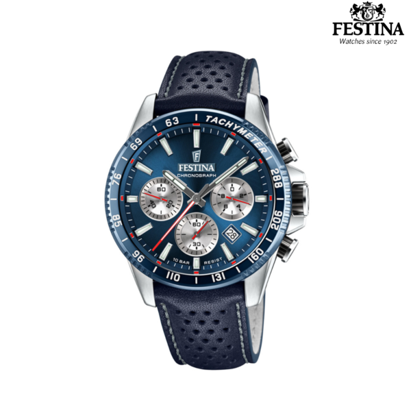 Festina F20561/2 muški sportski sat plavi brojčanik perforirana koža