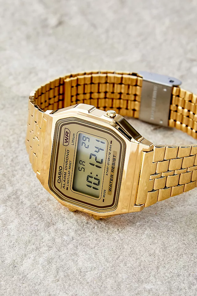 Casio A158WETG-9AEF digitalni zlatni brojčanik nehrđajući čelik sat unisex