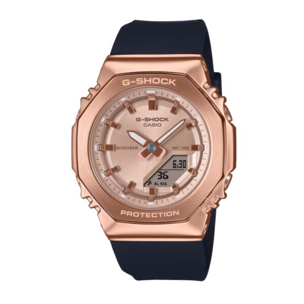 Casio G-Shock GM-S2110PG-1A4ER rose-gold kućište i brojčanik crna narukvica ženski sat