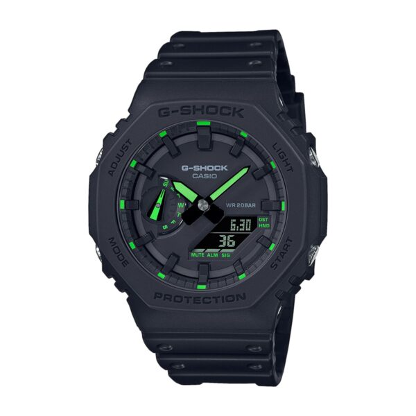 Casio G-Shock GA-2100-1A3ER crni polimer neonsko zeleni detalji sportski sat muški