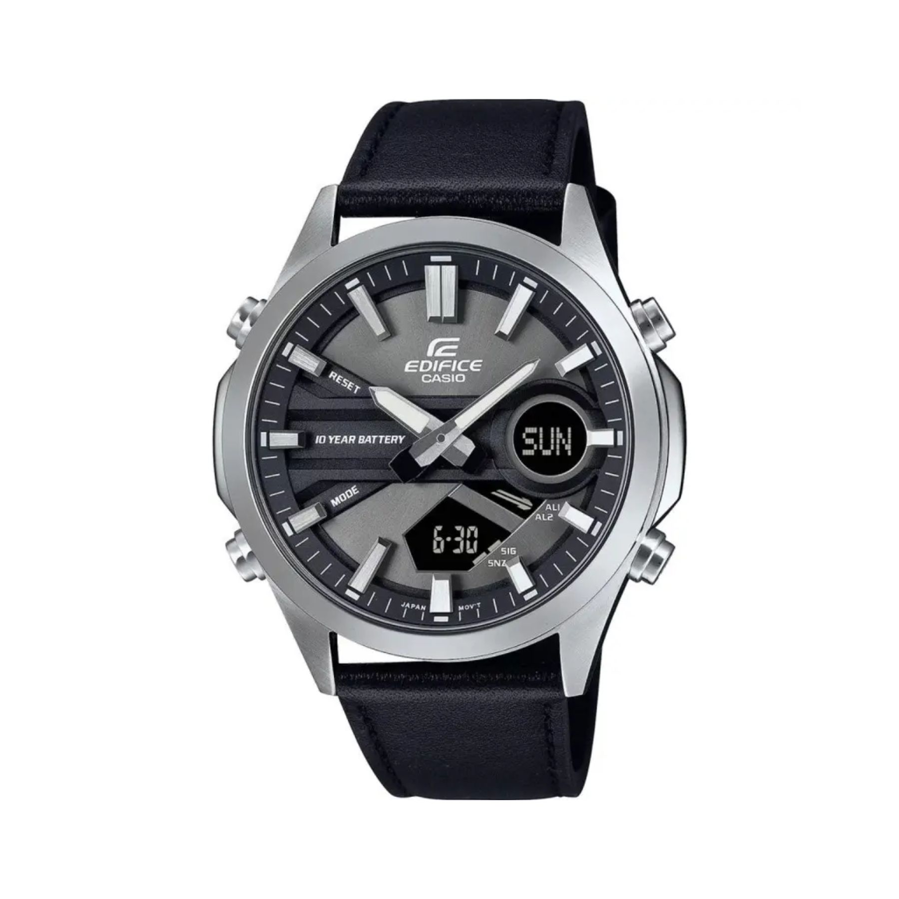 Casio Edifice EFV-C120L-8AEF sivi brojčanik analogno digitalni crna koža sat muški