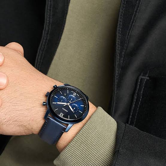 Fossil FS6168 plavo kućište plavi brojčanik kožna narukvica muški sat