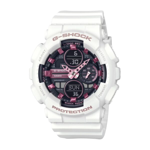 Casio G-Shock GMA-S140M-7A bijelo kućište roza detalji bijela narukvica ženski sat