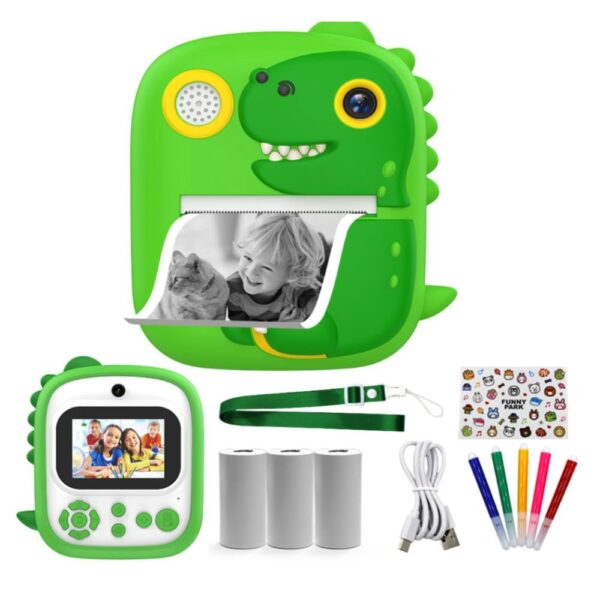 djecja-instant-print-kamera-sa-motivom-zelenog-dinosaurusa