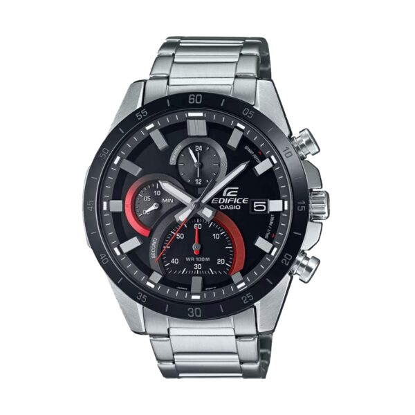 Casio Edifice EFR-571DB-1A1 srebreno kućište crni brojčanik metalna narukvica muški sat