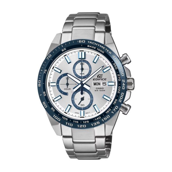 Casio Edifice EFR-574DE-7A srebreno kućište bijeli brojčanik metalna narukvica muški sat